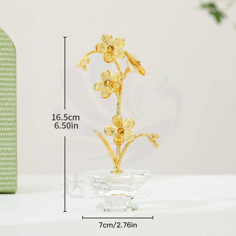 Metal rod with 4 yellow forget-me-nots