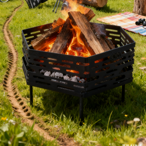 Table de foyer carrée en acier portable pour l'extérieur, patio, jardin, foyer à bois - Product Image 2