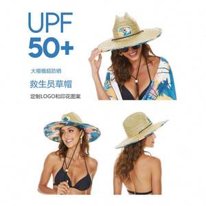 Sombrero de Paja con Logotipo Personalizado para Hombre, Gorra de Surf Salvavidas, Estampado Floral, Protección Solar, Viajes, Ciclismo, Casual - Product Image 4