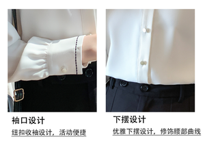 Pakaian Wanita Blus Polos Kerah Lipat Longgar Elegan Mode Kantor Musim Semi Musim Panas Tipis Kasual Korea 8310 # - Product Image 6