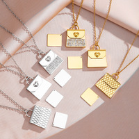 Pendentif Sac à Main Zircon Personnalisable Gravure Laser Or PVD 18K Acier Inoxydable Miroir Étanche En Stock