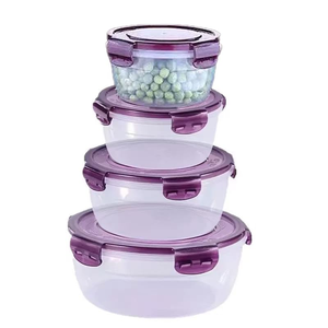 Modern BPA-Free Round Reusable PP Kitchen Food Storage <b>Containers</b> Set Airtight Leakproof Stackable Microwave Dishwasher Safe - Product Image 1