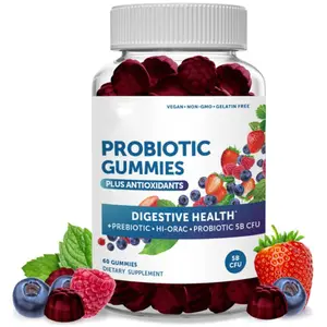 OEM probiyotik gummies 5 milyon CFU glutensiz mor probiyotik bactria gummies yardım sindirim unisex detoks vagan pektin sakızlı