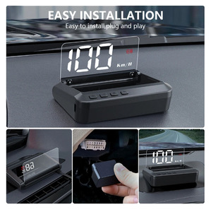 C100 จอแสดงผลบนกระจกหน้ารถ HUD ระบบเตือนความเร็วเกินกำหนด พร้อมมาตรวัดความเร็วอิเล็กทรอนิกส์อัตโนมัติ - Product Image 4