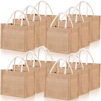 Sac en jute recyclé, mini sac de courses en toile de jute, OEM avec poignées, pour demoiselle d'honneur, mariage, plage, shopping, voyage DIY
