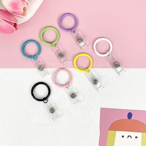 Porte-cartes photo Kpop coulissant Porte-cartes d'identité en acrylique <span class=keywords><strong>simple</strong></span> et mignon Porte-cartes d'identité néon transparent pour permis de conduire et laissez-passer de bobine de badge de bureau - Product Image 6