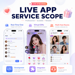 พัฒนาแอปพลิเคชันถ่ายทอดสดแบบกำหนดเองสำหรับ IOS และ Android พร้อมฟังก์ชันแชทแบบเรียลไทม์ ของขวัญเสมือนจริง และห้องโฮสต์หลายห้อง - Product Image 2
