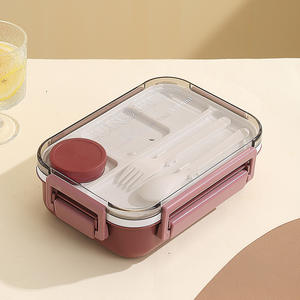 2025 4 Compartment Divided Microwave Safe Bento <b>Box</b> Leakproof Food Container Lunch <b>Box</b> with Tableware - Product Image 6