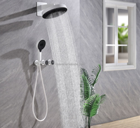 Ensemble de douche encastré en laiton avec douchette pluie et jet, cartouche céramique, mitigeur de douche encastré moderne pour salle de bain, blanc intégré