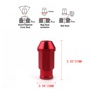 Écrous de roue en alliage d'aluminium M12 1.5 M12 1.25 Rouges pour amélioration des pneus de voiture Légers Spécification D1 LN007 - Product Image 3
