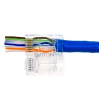 Rg45 Conector Cat5e RJ 45 8P8C LAN CABLE WIRE Utp Pass Through RJ45 Clamp Through Plug Cat 6 Rj 45 Rj45 Connecteur Cat6