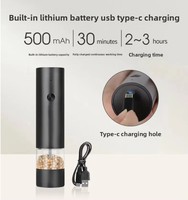 Ensemble élégant de moulins à sel et à poivre électriques rechargeables par USB, design à lignes irrégulières, matériau plastique, accessoires de cuisine complets, boîte