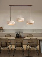 Wabi-sabi-Luminaire suspendu à LED en travertin rond naturel vintage pour table de couloir et de chambre à coucher