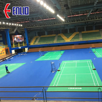 Enlio BWF Marquage de ligne approuvé 4.5-9.0MM Badminton Pvc Sports Flooring Pvc Badminton Court Mat avec boutons adhésifs en nylon