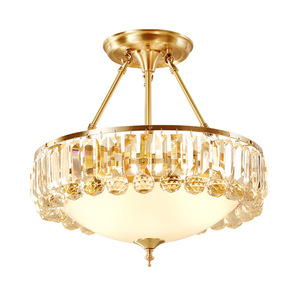 Gold <b>Crystal</b> Round Chandelier Alabaster Shade E26 <b>LED</b> Living Room <b>Ceiling</b> <b>Light</b> 2700K Warm White Stainless Steel Remote Control - Product Image 3