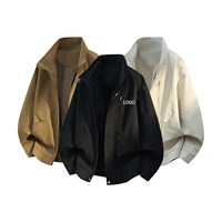 Blouson de travail printanier coupe-vent décontracté intelligent à col montant en polyester lavé 240 GSM personnalisé pour homme, taille plus