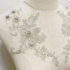 Applicazione Floreale con Perline e Strass per Colletti e Petto di <span class=keywords><strong>Abbigliamento</strong></span> Femminile, Decorazioni in Pizzo e Paillettes, Patch Computerizzata - Product Image 3