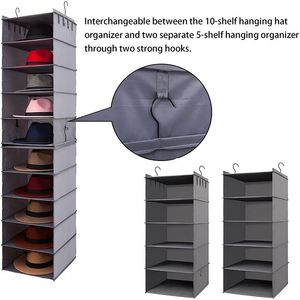 10-Shelf Fabric Hat Hanging Organizer for Sun Hat Panama 2 Separate 5-Shelf Collapsible Hanging Closet Hat Organizer - Product Image 3