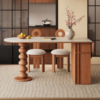 Table de salle à manger en dalle de pierre de grotte, forme ovale, pliable, avec rangement, extensible, pour restaurant ou îlot de cuisine