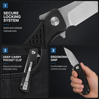 Couteau pliant de survie en plein air personnalisé OEM avec lame en acier D2, manche en G10, certifié BSCI, pour EDC, épaisseur de 3 mm