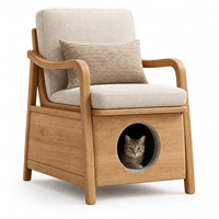 Chaise de salle à manger moderne en polyester gris avec structure en bois massif, design pour la cohabitation humain-animal