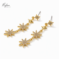 Mylove Maßgefertigter Schmuck Messing Vergoldete Micro-Pavé Zirkon Stern Ohrhänger für Damen Hochzeit Party Modeschmuck
