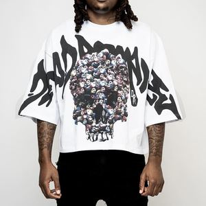 <span class=keywords><strong>Camiseta</strong></span> de Hombre de Alta Calidad, Corte Cuadrado, Personalizada, Estampada, de Algodón Grueso, Hombros Caídos, Estilo Recortado - Product Image 2