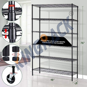 Unidad de estantería de malla de acero duradero comercial Sistema de rejilla de alambre de 42x14x60 con revestimiento resistente a la oxidación y estantería de metal ajustable - Product Image 2