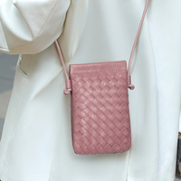 Mini sac tressé téléphone porte-monnaie mode simple petit sac à main sac à bandoulière femme décontracté polyvalent diagonale sac à bandoulière