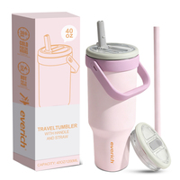 Gobelet isotherme en acier inoxydable de haute qualité de 40 oz avec poignée caoutchoutée, bec pliable et large ouverture pour glaçons, idéal pour souvenirs