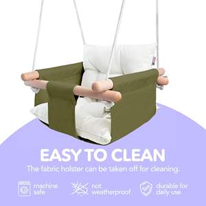 Chaise suspendue pour bébé Cateam en toile et bois avec ceinture de sécurité pour une utilisation intérieure et extérieure - Product Image 4