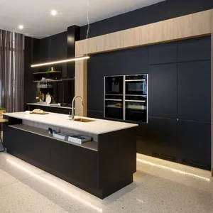 Tủ bếp tốt nhất để bán tủ bếp màu đen hiện đại Bộ mô-đun treo tường nhà bếp tủ đồ nội thất - Product Image 3