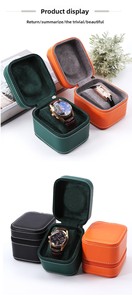 Boîtes cadeaux pour montres en gros, boîte à montre carrée simple en cuir PU avec fermeture éclair, boîtes à montres de luxe, boîte de rangement portable pour montres - Product Image 6