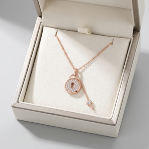 Pendentif de haute qualité en or rose massif 18 carats avec diamants naturels véritables, design de cadenas unique fait main, vente en gros, promotion. - Product Image 4