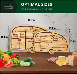 Juego de Tablas de Cortar de Bambú para Acampar, Ecológicas y Duraderas, con Ranuras para Jugo y Orificio para Colgar, para Carne, Verduras, Queso, Regalos para Campistas - Product Image 5