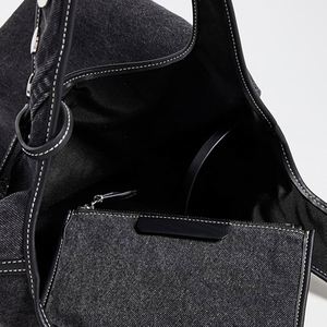 Women's Custom DIY Denim Tote <b>Bags</b> Open Top with Embroidery & <b>Studs</b> Durable Shoulder <b>Bag</b> for Travel/Beach/Spring/Summer/Autumn - Product Image 3