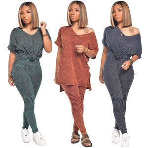 Las mujeres 2020 mono de las mujeres Plus tamaño mameluco manga corta hendidura Patchwork mono 2 piezas de <span class=keywords><strong>mujer</strong></span> - Product Image 6