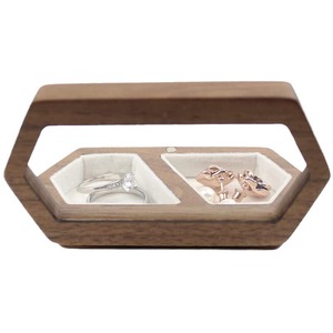 Wooden Jewelry Box Hexagon Shape Solid Wood With Compartments For <b>Rings</b> Earrings <b>Storage</b> Natural Wood Color - Product Image 5