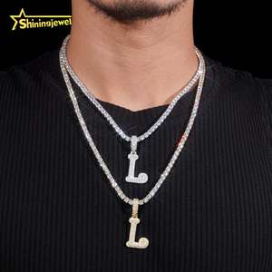 Nouvelle lettre initiale <span class=keywords><strong>L</strong></span> Moissanite <span class=keywords><strong>pendentif</strong></span> en argent Sterling 925 Hip Hop bijoux personnalisé hommes glacé nom Moissanite <span class=keywords><strong>pendentif</strong></span> - Product Image 5