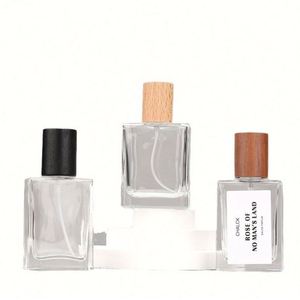 Disponible en Stock: Botella de Perfume Cuadrada de Vidrio Grueso de 30ml, 50ml y 100ml, de Lujo y Moderna, con Pulverizador y Tapa de Rosca, Ecológica, para Limpiador Facial - Product Image 1