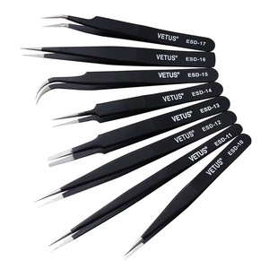 Pinzas Vetus ESD42 de acero inoxidable antiestático puntiagudas para reparación de electrónica de precisión - Product Image 4