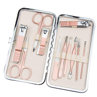 Ensemble de coupe-ongles professionnel en or rose 11 pièces, kit de manucure et pédicure professionnel, boîte de rangement, ciseaux à cuticules
