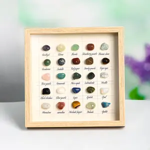 25种七色水磨石水晶裸石相框