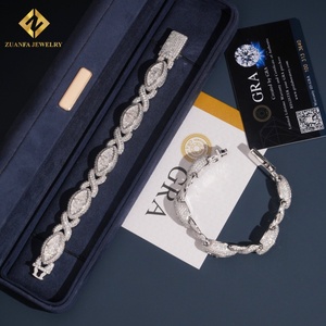 เครื่องประดับฮิปฮอปสีเงิน925ขายดีสร้อยข้อมือเพชรโมอิสซาไนต์13มม. กำไลข้อมือเพชรมอยส์ซอไนต์สำหรับผู้ชาย - Product Image 1