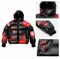 Veste matelassée pour homme à changement de couleur thermosensible, conception personnalisée OEM, impression graphique, motif personnalisé, vêtement d'extérieur en duvet pour l'hiver