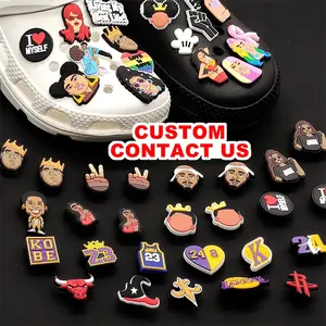 Custom Shoe Charms INS Hot Sell New Custom Logo Tiktok Wholesale Rubber Black Girl Shoes Charms Accessories For Clogs Shoes Bulk