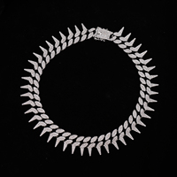 Perhiasan Pria Punk Eropa kalung rantai Kuba lapisan emas Hip Hop kalung Bling berlian imitasi es keluar duri kalung rantai Kuba