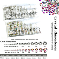 Strass pour nail art DIY, cristaux AB ronds colorés, dos plat, décorations 3D scintillantes