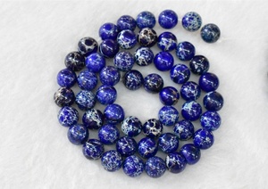 Đá Quý Tự Nhiên <span class=keywords><strong>Lapis</strong></span> Màu Xanh Hoàng Gia Jasper Hình Tròn Trầm Tích Biển Loose Stone Hạt Trang Sức Làm - Product Image 3