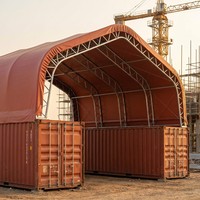 Auvent de conteneur à toit en pente galvanisé à chaud, résistant aux charges de neige, pour le stockage de matériaux sur chantier